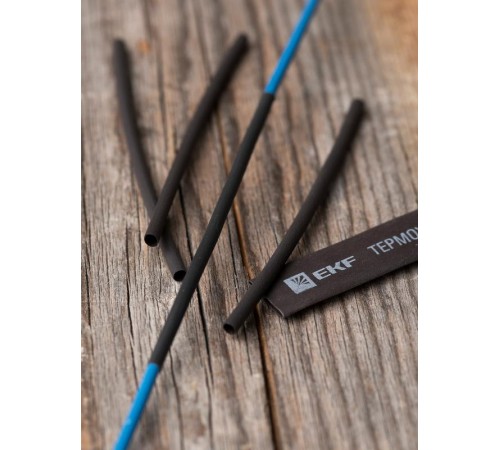 Термоусаживаемая трубка ТУТ нг 1.5/0.75 черная в отрезках по 1м PROxima  tut-1.5-b-1m  EKF