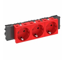 Розетка тройная 0° Modul45connect с з/к, 250 В, 16A (красный) (STD-D0C SRO3)  6120388  OBO Bettermann