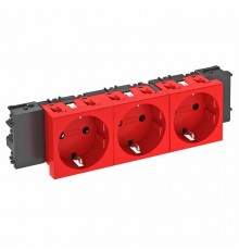 Розетка тройная 0° Modul45connect с з/к, 250 В, 16A (красный) (STD-D0C SRO3)  6120388  OBO Bettermann