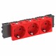 Розетка тройная 0° Modul45connect с з/к, 250 В, 16A (красный) (STD-D0C SRO3)  6120388  OBO Bettermann