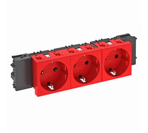 Розетка тройная 0° Modul45connect с з/к, 250 В, 16A (красный) (STD-D0C SRO3)  6120388  OBO Bettermann