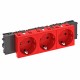 Розетка тройная 0° Modul45connect с з/к, 250 В, 16A (красный) (STD-D0C SRO3)  6120388  OBO Bettermann