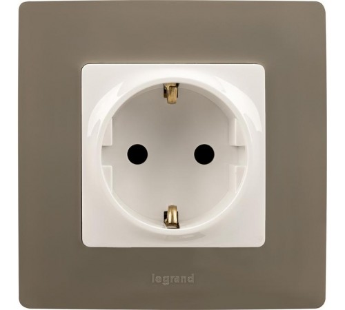 Etika Белый Розетка с заземлением со шторками, винтовые клеммы  672222  Legrand