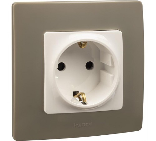 Etika Белый Розетка с заземлением со шторками, винтовые клеммы  672222  Legrand