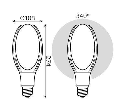 Лампа светодиодная промышленная Basic BT110 AC180-240V 50W 4900lm 6500K E40 LED 1/20  11834352  Gauss