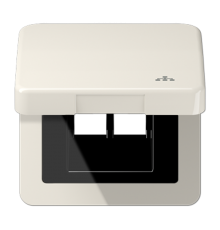 Накладка и крышка для двойных UAE розеток с символом "сеть"; термопласт слоновая кость  CD590KLLAN  Jung