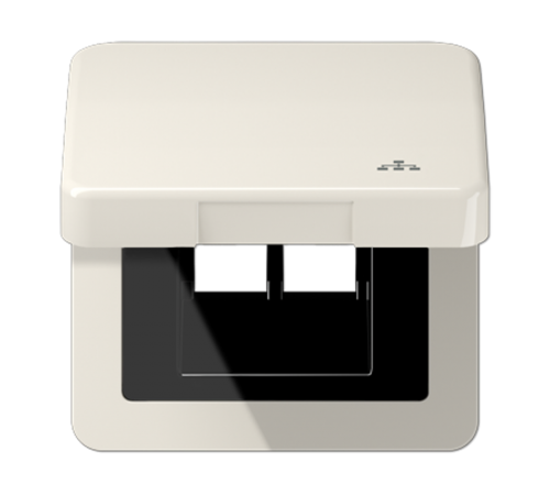 Накладка и крышка для двойных UAE розеток с символом "сеть"; термопласт слоновая кость  CD590KLLAN  Jung