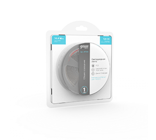 Лента светодиодная Basic LED 2835/240 12V 14,4W/m 1600lm/m 4000K 10mm IP20 5m 1/100  BT086  Gauss