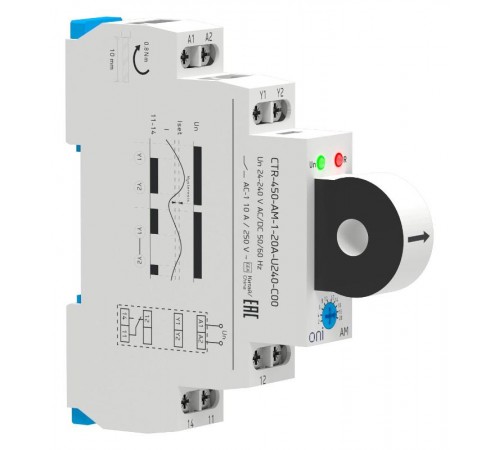 Реле контроля тока AM 2А-20А 1 конт. 24-240В AC/24В DC  CTR-450-AM-1-20A-U240-C00  ONI