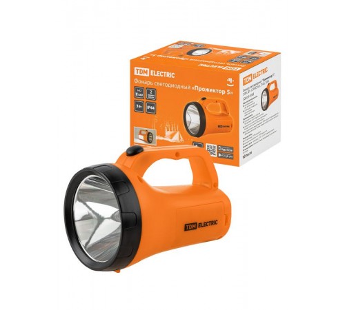 Фонарь светодиодный "Прожектор 5", 3 Вт LED+12 SMD, бат. 3*АА  SQ0350-0068  TDM
