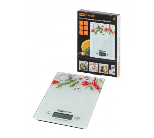 Весы электронные кухонные "Специи", стекло, деление 1 г, макс. 5 кг,  SQ4025-0001  TDM