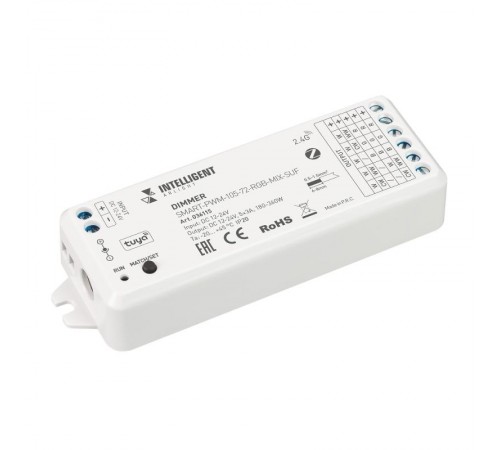 INTELLIGENT ARLIGHT Диммер SMART-PWM-105-72-RGB-MIX-SUF (12-24V, 5x3A, ZB, 2.4G) (IARL, Пластик)  036115  Arlight