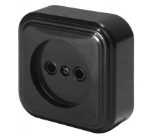 Розетка 1-местная без заземляющим контактом, 250В, 16А, IP20, PST16-20-20 (RA 16-131-Ч), черный  39688  STEKKER