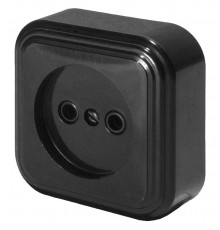 Розетка 1-местная без заземляющим контактом, 250В, 16А, IP20, PST16-20-20 (RA 16-131-Ч), черный  39688  STEKKER