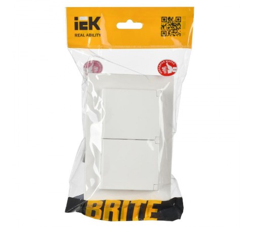 BRITE Розетка 2-ая с крышкой 16А в сб IP44 РСбш12-3-44-БрБ белый  BR-R26-16-44-K01-F  IEK