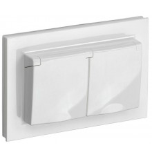 BRITE Розетка 2-ая с крышкой 16А в сб IP44 РСбш12-3-44-БрБ белый  BR-R26-16-44-K01-F  IEK