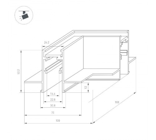 Коннектор угловой MAG-ORIENT-CON-2652-FDW-L90 (BK) (Arlight, IP20 Металл, 3 года)  033639  Arlight