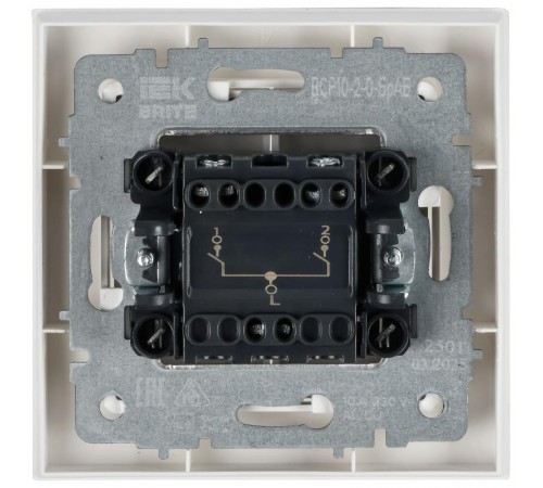 BRITE Выключатель 2-клавишный 10А в сборе ВСР10-2-0-БрАБ арктический белый   BR-V20-0-10-K91-F  IEK