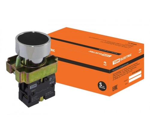 Кнопка BА21 без подсветки черный 1з   SQ0704-0037  TDM