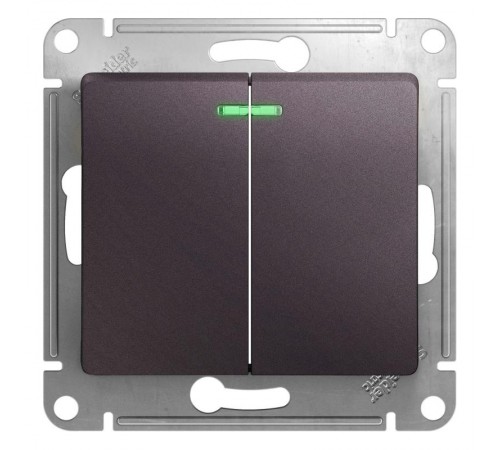 Glossa Сиреневый туман Выключатель 2-клавишный с подсветкой, сх.5а, 10AX  GSL001453  SE