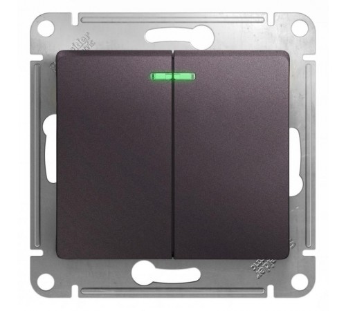 Glossa Сиреневый туман Выключатель 2-клавишный с подсветкой, сх.5а, 10AX  GSL001453  SE