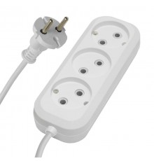 HM01-30-02 Удлинитель 3-местный б/з 2x0,75мм2, 2м, 220В, 10А, серия Home (У10-430), белый  39209  STEKKER