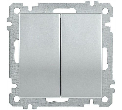 BOLERO серебрянный Выключатель 2-клавишный 10А ВС10-2-0-Б EVB20-K23-10  IEK