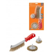 Набор щеток латунир., 3 предмета: "ручная" 250 мм, "плоская" 75 мм, "чашка" 50 мм, "Рубин",  SQ1096-0213  TDM