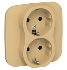 FLITE Розетка 2-ая с заземлением без шторок 16А РС12-0-А-ФлШм шамуа  FI-R21A-16-K89  IEK