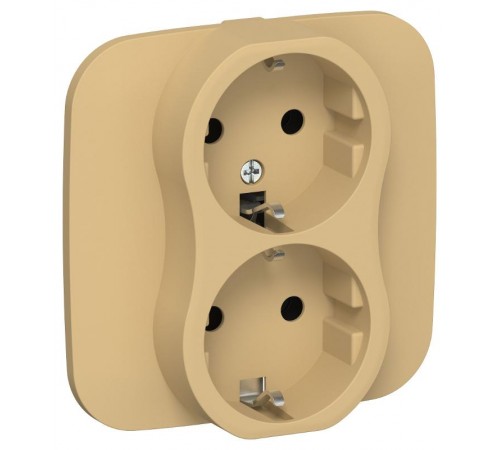 FLITE Розетка 2-ая с заземлением без шторок 16А РС12-0-А-ФлШм шамуа  FI-R21A-16-K89  IEK