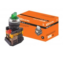 Переключатель АNСLR-22-3 на 3 фикс.полож.зеленый неон/230В I-O 1з+1р   SQ0703-0003  TDM