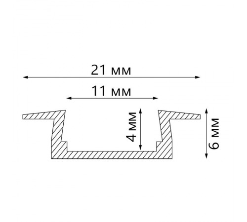 Профиль алюминиевый для светодиодной ленты встраиваемый с заглушками серебро CAB251  2м ( в комплекте 2 заглушки)  10265  FERON