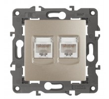 14-3108-04 Розетка 2хRJ45, IP20, шампань  Б0034311  ЭРА