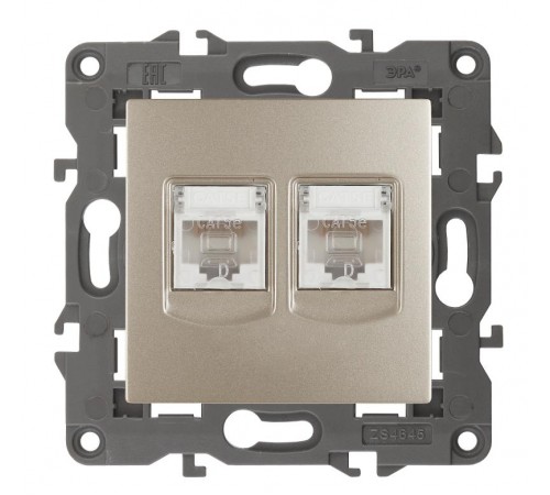 14-3108-04 Розетка 2хRJ45, IP20, шампань  Б0034311  ЭРА
