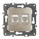 14-3108-04 Розетка 2хRJ45, IP20, шампань  Б0034311  ЭРА