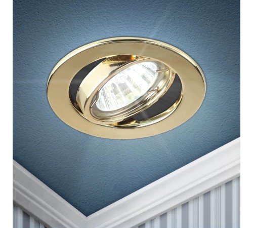 Светильник точечный встраиваемый под лампу ST2A 50Вт MR16 золото штампованный  C0043806  ЭРА