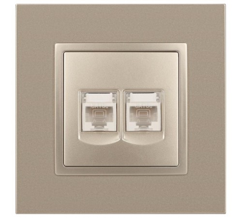 14-3108-04 Розетка 2хRJ45, IP20, шампань  Б0034311  ЭРА