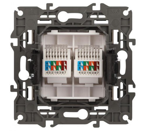 14-3108-04 Розетка 2хRJ45, IP20, шампань  Б0034311  ЭРА