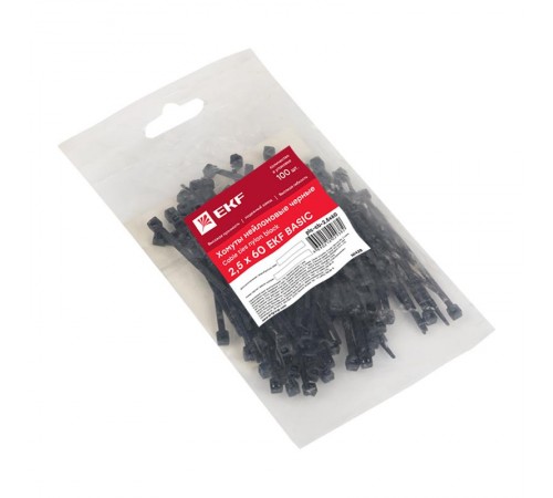 Хомут нейлоновый ЧЕРНЫЙ 2,5х60 (уп./100шт) EKF Simple  plc-cb-2.5x60  EKF