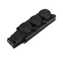 Розетка (колодка) штепсельная трехместная влагозащищенная 2P+PE 230V, 16 А, IP44 каучук  111-113-4  PROconnect
