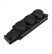 Розетка (колодка) штепсельная трехместная влагозащищенная 2P+PE 230V, 16 А, IP44 каучук  111-113-4  PROconnect