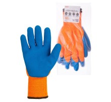 Перчатки плотной вязки акрил с латексным покрытием, "Рельеф", оранж., 9, 10 кл., 116 г, 1 пара,  SQ1016-0218  TDM