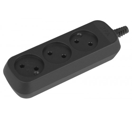 Колодка ЭРА KX-3-B 3 розетки без зазeмления черная   Б0061683  ЭРА