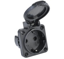 Розетка панельная 2Р+РЕ 16А з/к с крышкой IP54 черная MAGNUM РП14-3  PSN71-016-3-2-54-K02  IEK