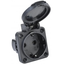 Розетка панельная 2Р+РЕ 16А з/к с крышкой IP54 черная MAGNUM РП14-3  PSN71-016-3-2-54-K02  IEK