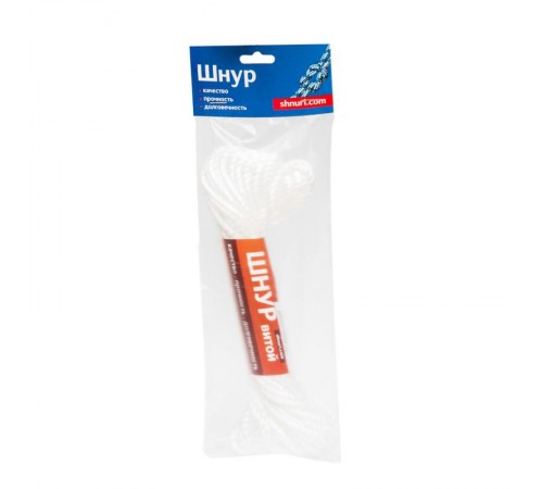 Шнур витой трехрядный ПП 5 мм, белый, 10 м  139969  Tech-KREP