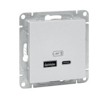 Механизм розетки USB-A+С, алюминий Эпика EKF  UP1-SOA-USBA+USBC  EKF