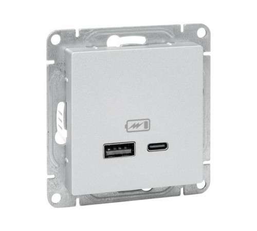 Механизм розетки USB-A+С, алюминий Эпика EKF  UP1-SOA-USBA+USBC  EKF