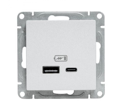 Механизм розетки USB-A+С, алюминий Эпика EKF  UP1-SOA-USBA+USBC  EKF