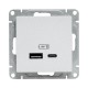 Механизм розетки USB-A+С, алюминий Эпика EKF  UP1-SOA-USBA+USBC  EKF